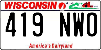 WI license plate 419NWO