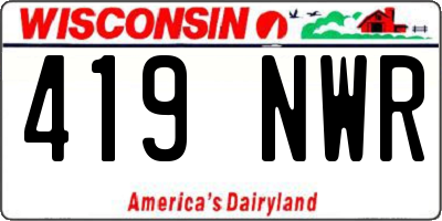 WI license plate 419NWR