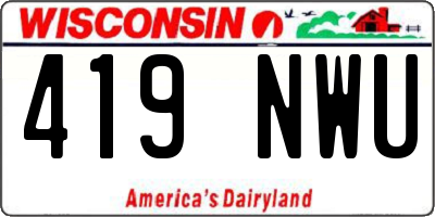 WI license plate 419NWU
