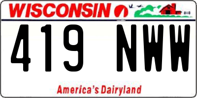 WI license plate 419NWW