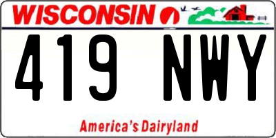 WI license plate 419NWY