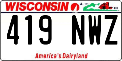 WI license plate 419NWZ