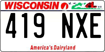 WI license plate 419NXE