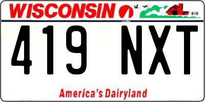 WI license plate 419NXT
