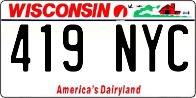 WI license plate 419NYC