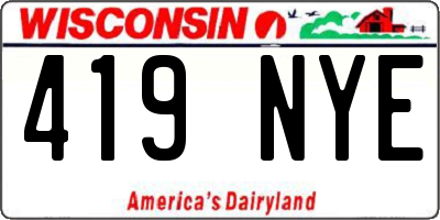 WI license plate 419NYE