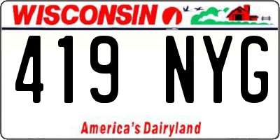 WI license plate 419NYG