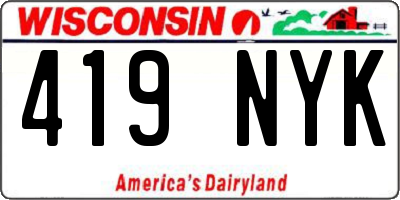 WI license plate 419NYK