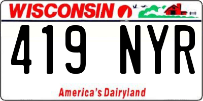 WI license plate 419NYR