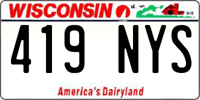 WI license plate 419NYS