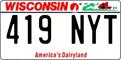 WI license plate 419NYT