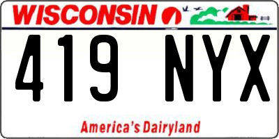 WI license plate 419NYX