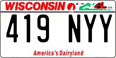 WI license plate 419NYY