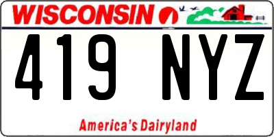WI license plate 419NYZ