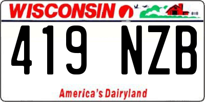 WI license plate 419NZB