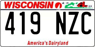WI license plate 419NZC
