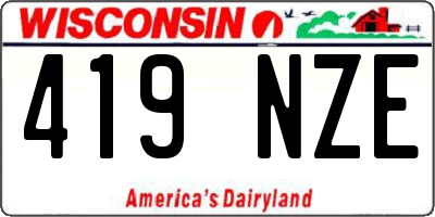 WI license plate 419NZE
