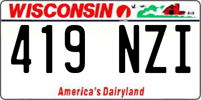 WI license plate 419NZI