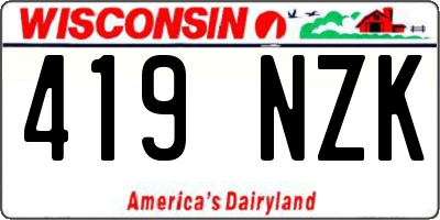 WI license plate 419NZK
