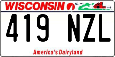 WI license plate 419NZL