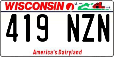 WI license plate 419NZN