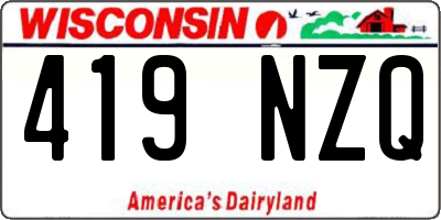 WI license plate 419NZQ