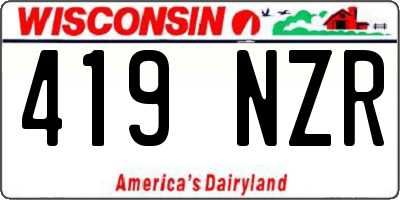 WI license plate 419NZR