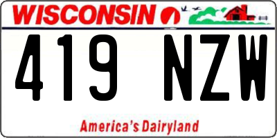 WI license plate 419NZW