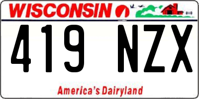 WI license plate 419NZX