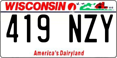 WI license plate 419NZY