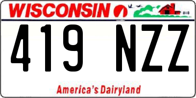 WI license plate 419NZZ