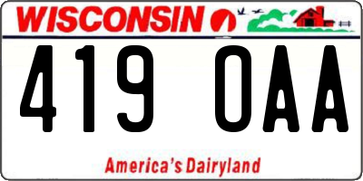 WI license plate 419OAA