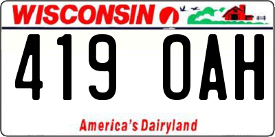 WI license plate 419OAH