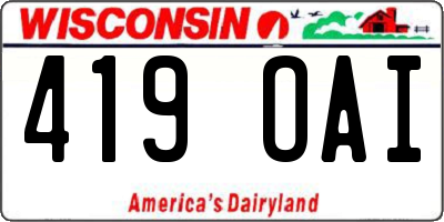 WI license plate 419OAI