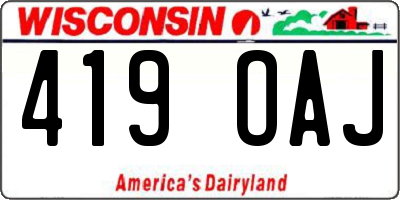 WI license plate 419OAJ