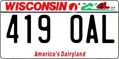 WI license plate 419OAL