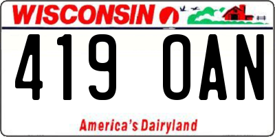 WI license plate 419OAN
