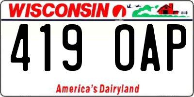 WI license plate 419OAP
