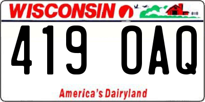WI license plate 419OAQ