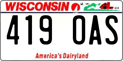 WI license plate 419OAS