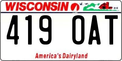WI license plate 419OAT