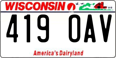 WI license plate 419OAV