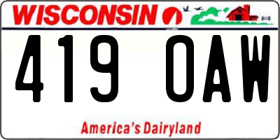 WI license plate 419OAW