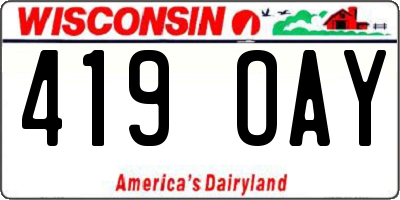 WI license plate 419OAY