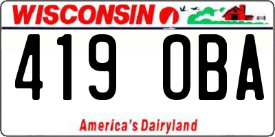 WI license plate 419OBA