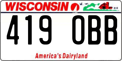 WI license plate 419OBB