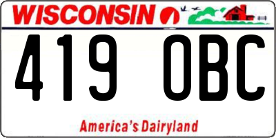 WI license plate 419OBC