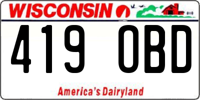 WI license plate 419OBD