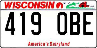 WI license plate 419OBE
