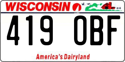 WI license plate 419OBF